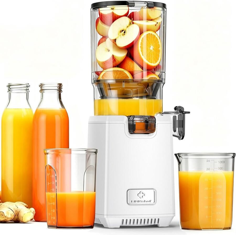 SnelShoppen LINKChef Slowjuicer 250W Koudpers Sapcentrifuge voor Groente en Fruit met 13 cm Brede Vulopening 1 8 L Sapreservoir BPA-vrij Eenvoudi