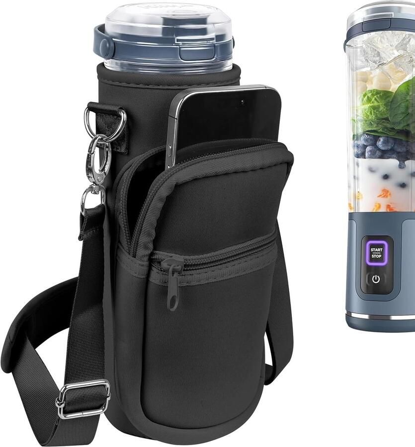 SnelShoppen Linkidea Blender Opbergtas Verstelbare Smoothie Blender Draagtas met Schouderband Draagbare Kleine Blender Container Neopreen Zw
