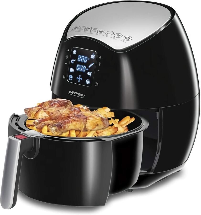 SnelShoppen Luchtfriteuse 4 5L met Digitaal Display Olievrij Koken 1500W Airfryer met 8 Vooraf Ingestelde Modi Tijd- en Temperatuur Timer BPA-vr