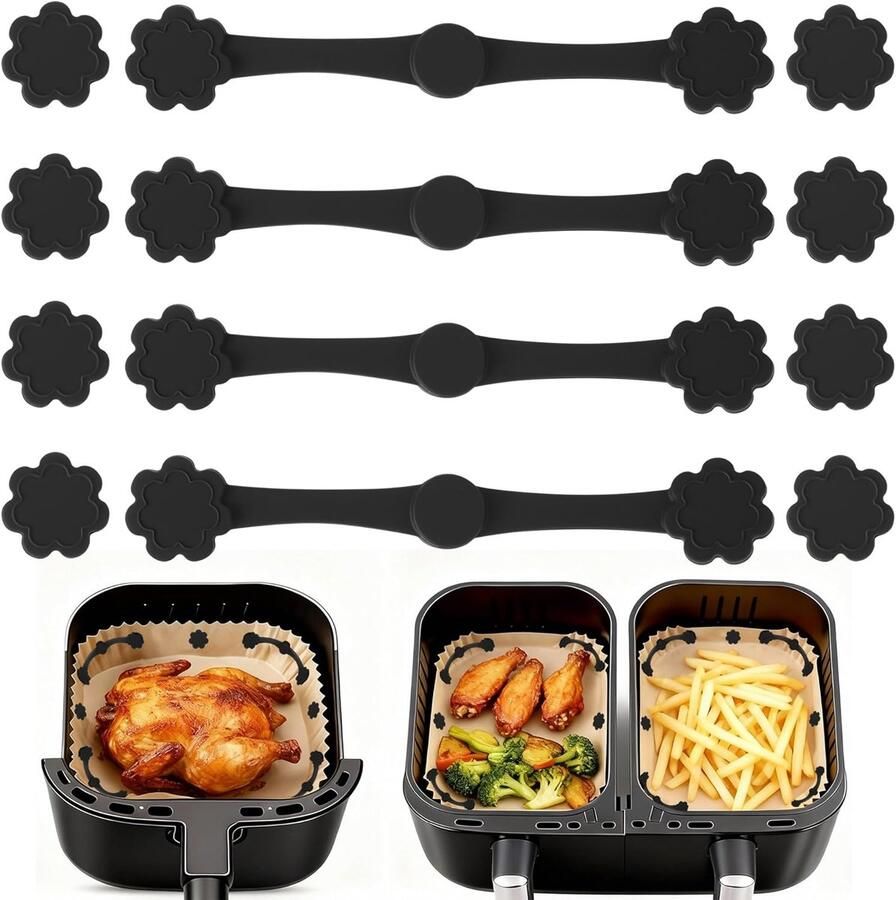 SnelShoppen Magneten voor Airfryer Bakpapier 12 Stuks Siliconen Magneten voor Heteluchtfriteuses Magnetische Siliconen Gespen Zwart voor Keuken e