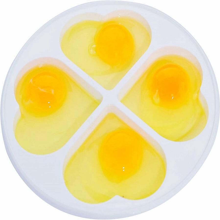 SnelShoppen Magnetron Eieren Koker voor 4 Eieren Omelet Maker Spiegeleieren Gepocheerde Eieren Plastic Eiervorm Wit Ideaal voor Keuken Cam