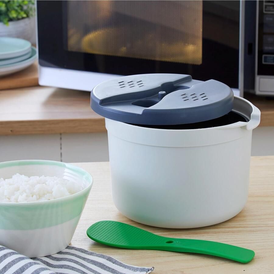 SnelShoppen Magnetron Rijstkoker 2 Liter incl. Lepel Deksel Zeef Perfect Gekookte Rijst zonder Aanbranden Geschikt voor Magnetron Vriezer Va