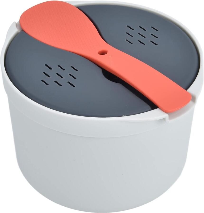 SnelShoppen Magnetron Rijstkoker Food Grade Microgolf Rijstmaker Stoompan met Zeef en Multifunctionele Lepel Perfect voor Rijst Pasta en Groe