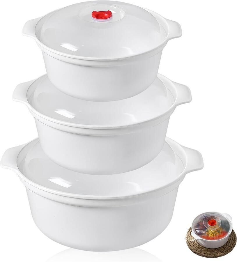 SnelShoppen Magnetron Servies Bewaarboxen met Deksel Magnetron Borden met Deksel 3 L Magnetron Kom Opbergcontainers met Deksel Geschikt als Bou