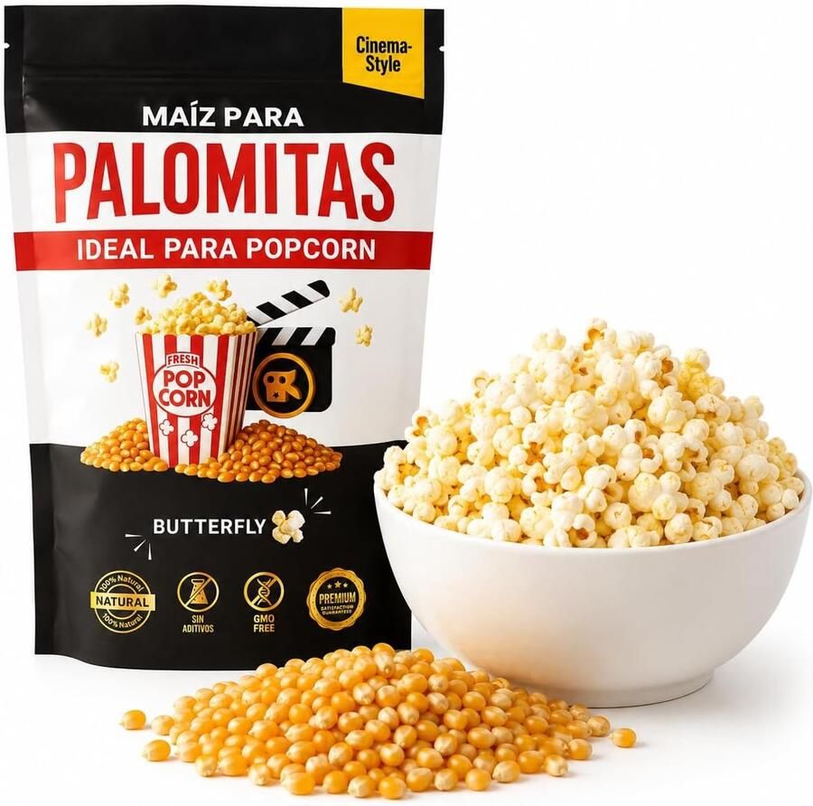 SnelShoppen Maïs voor Popcorn 925g Premium Butterfly Maïs 98% Versplintering Genetisch Vrij Veganistisch Ideaal voor Popcornmachine Pan