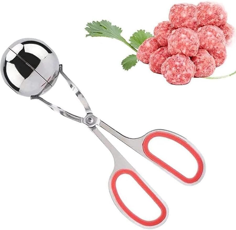SnelShoppen Meatball Maker RVS Grote Non-Stick Meatballs Maker met Antislip Handgreep Keuken Gereedschap voor Makkelijk Maken van Vleesballen Cak