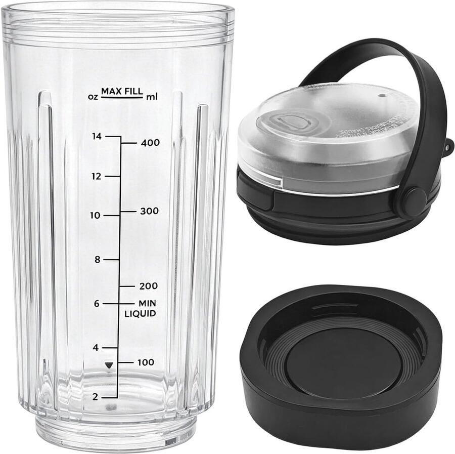SnelShoppen Mengbeker met Lepel Vervanging voor Draagbare Blender Extra Reservebeker Compatibel met Ninja Blast 600ml Perfect voor Smoothies Sh