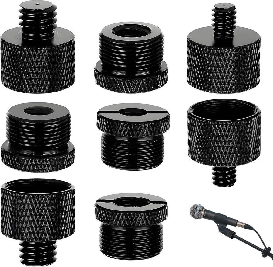 SnelShoppen Microfoonadapter Set 8 Stuks 5 8 naar 3 8 en 1 4 naar 5 8 Hoogwaardige Microfoonstandaard Adapters voor Muziek Opnames Feesten