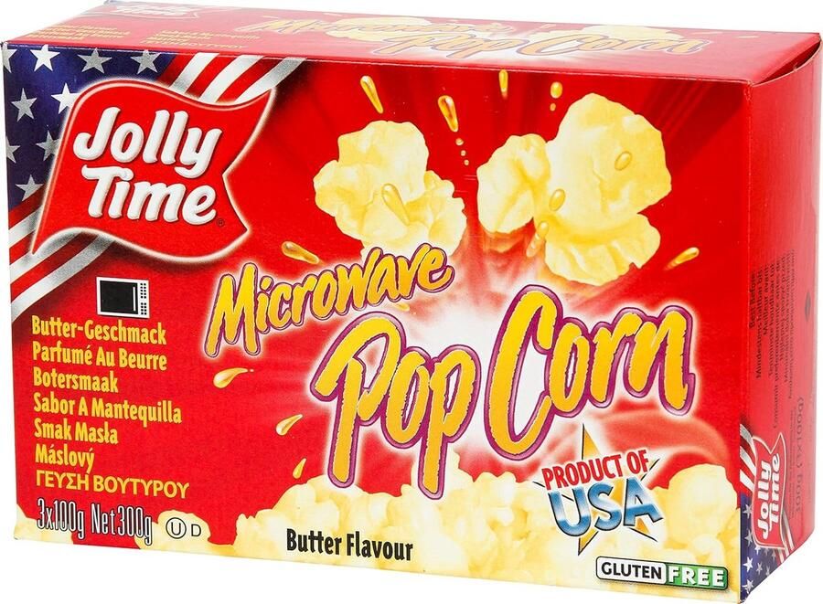 SnelShoppen Microwave Popcorn Butter 300g (3 x 100g) Romige Boter Smaak Popcorn voor Filmavond Feest en Gezellige Avonden Makkelijk en Snel