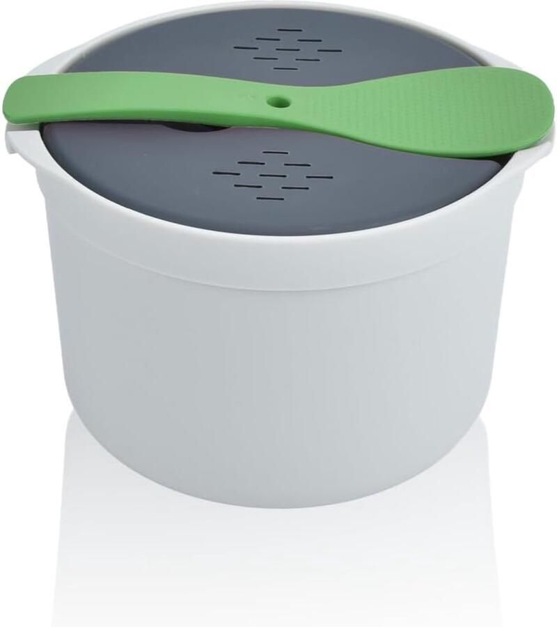 SnelShoppen Microwave Rice Cooker 2L Rijststomer Magnetron Rijstkoker Stoomkoker voor Groenten Duurzaam en Geurloos PP Materiaal voor Perfect G