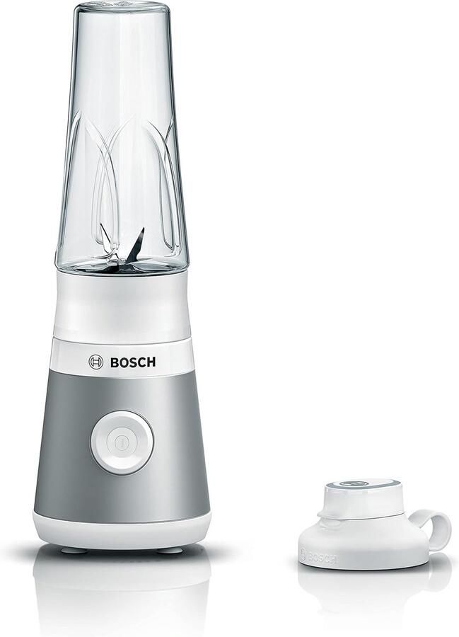 SnelShoppen Mini Blender voor Smoothies Hoge Snelheid 40.000 RPM 450 Watt Roestvrijstalen Messen Lekvrij Tritan ToGo Fles Donkerzilver Keuken