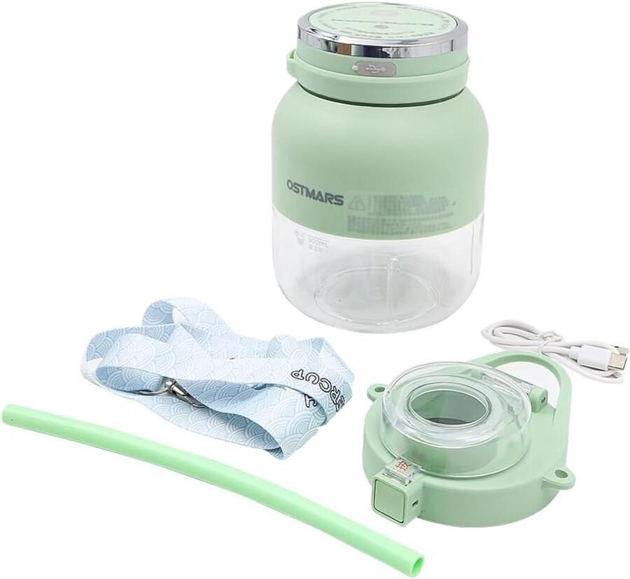 SnelShoppen Mini Elektrische Juicer Blender Draagbare Smoothie Maker voor IJs Sauzen en Sap 800ml Drinkfles met Dubbele Deksel voor Sport en Bu