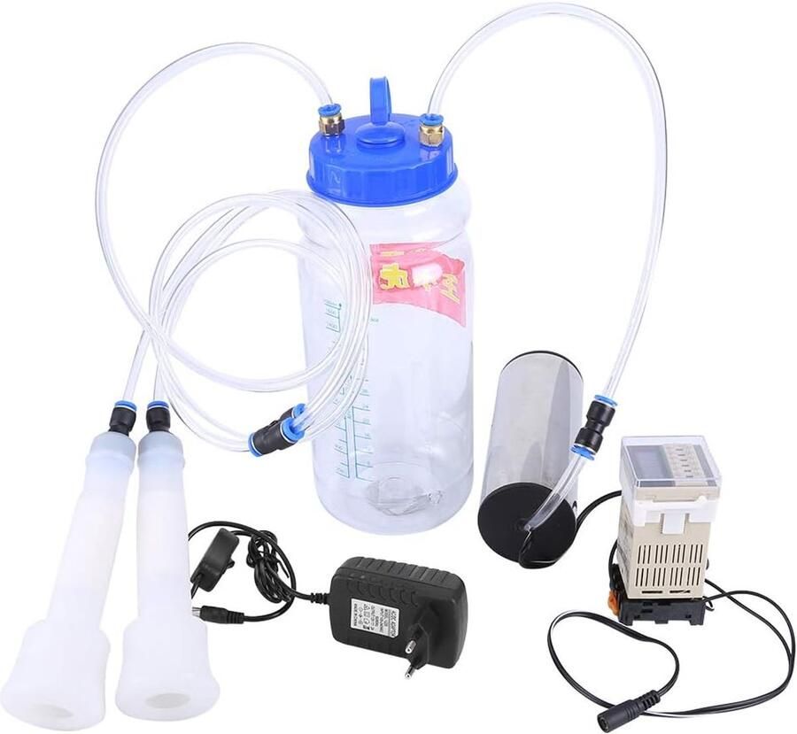 SnelShoppen Mini Elektrische Melkmachine met 2 Liter Capaciteit Draagbare Dubbelkop Machine met Vacuumpomp voor Melken en Vervoeren van Verse Melk