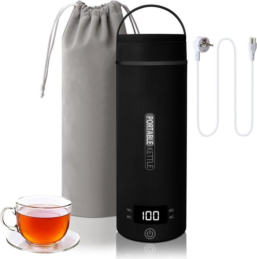 SnelShoppen Mini Elektrische Reisketel 500ml Draagbare RVS Waterkoker met Automatische Uitschakeling en Temperatuurinstellingen Ideaal voor Camp