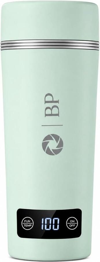 SnelShoppen Mini Elektrische Waterkoker 350ml Draagbare RVS Kettle met Temperatuurregeling Ideaal voor Kamperen en Reizen Groen