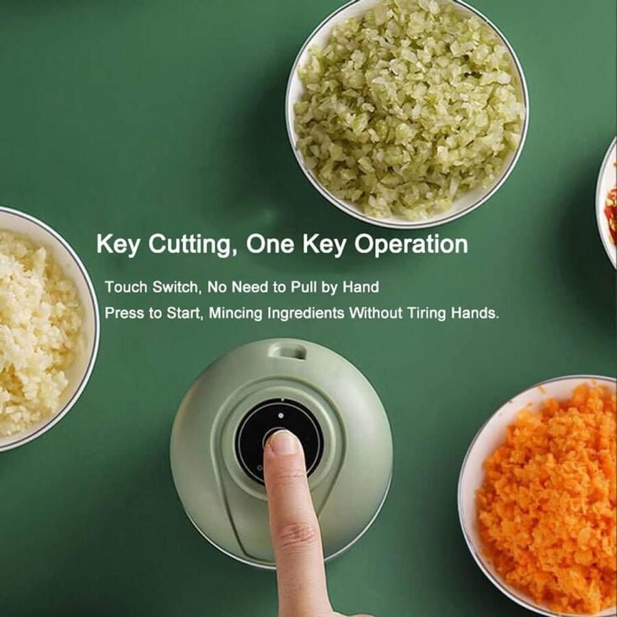 SnelShoppen Mini Knoflook Crusher Draadloze Portable Keukenmachine voor Groenten Fruit Noten RVS Snijkop Transparante Kom Ideaal voor Thuis K