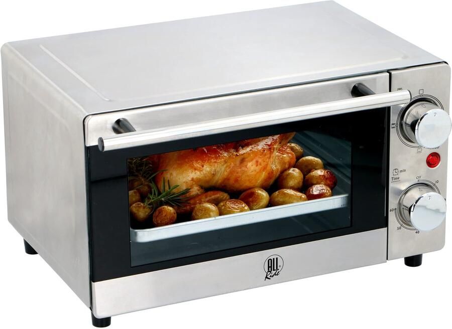 SnelShoppen Mini Oven 24 Volt Vrachtwagen Oven met Bakplaat en Grillrooster 300 Watt RVS Ideaal voor Camper Boot en Onderweg 9 Liter