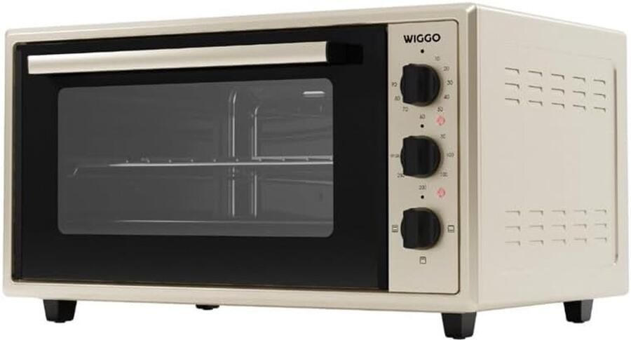 SnelShoppen Mini oven 45 liter 2000 Watt max. 250 °C 90 min timer incl. grillplaat rooster & rotisserie compact & veelzijdig (cream)