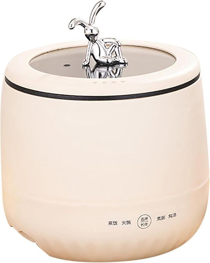 SnelShoppen Mini Rijstkoker 1.8L Antiaanbak Compact Elektrisch Voor 2 Personen Ideaal Voor Soep Pap Casseroles Keuken Kamperen Beige