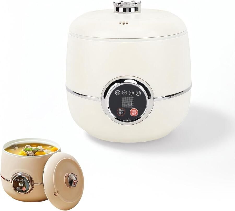 SnelShoppen Mini-rijstpan 1 6 l Digitale rijstkoker Multifunctioneel Veilig Roestvrij staal Voor camping Keuken 400 W Timer 0 5-9 5 uur