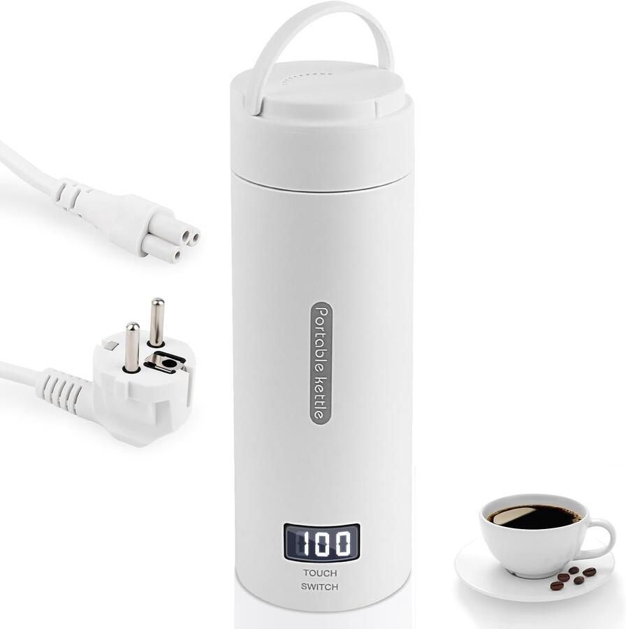 SnelShoppen Mini Waterkoker 380 ml Elektrisch met Temperatuurinstelling en Automatische Uitschakeling Ideaal voor Camping en Reizen Compact en Lic