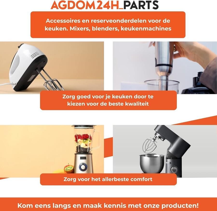 SnelShoppen Mixer Accessoire Hakmolen voor Hand Blender Plastic Schacht Geschikt voor Multiquick 3 4162 Wit Keuken Koken Mixen Snijden