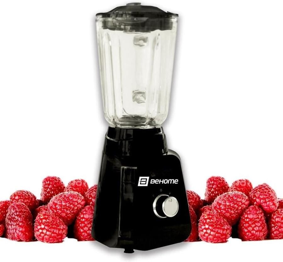 SnelShoppen Mixer met Glazen Beker 1 5L 2 Snelheden & Pulse Blender Functie Roestvrijstalen Lemmet Antislip Voeten 400W Zwart voor Keuken &
