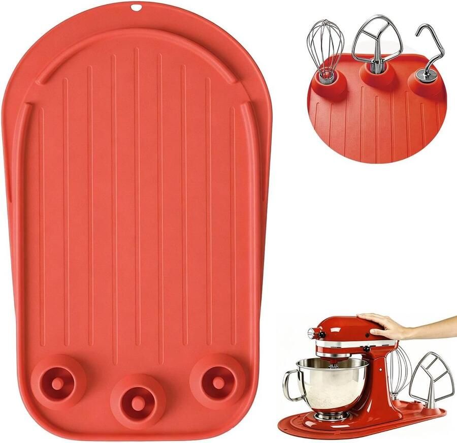 SnelShoppen Mixer Slider Mat voor Staande Mixer 3 Opbergvakken voor Accessoires Siliconen Schuifmat voor 5 Liter Keukenmachine Ideaal voor Keu