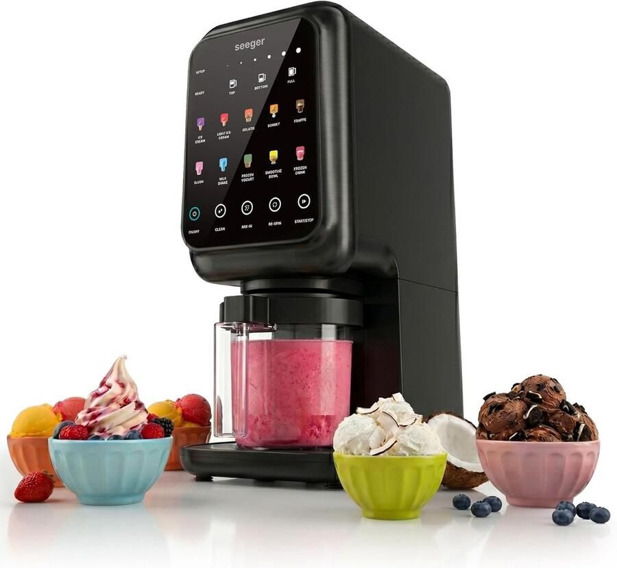 SnelShoppen MultiCream IJsmaker met 10 Programma's Inclusief 3 IJsvormpjes Maakt IJs Gelato Sorbet en Meer Digitale Touchscreen BPA Vrij