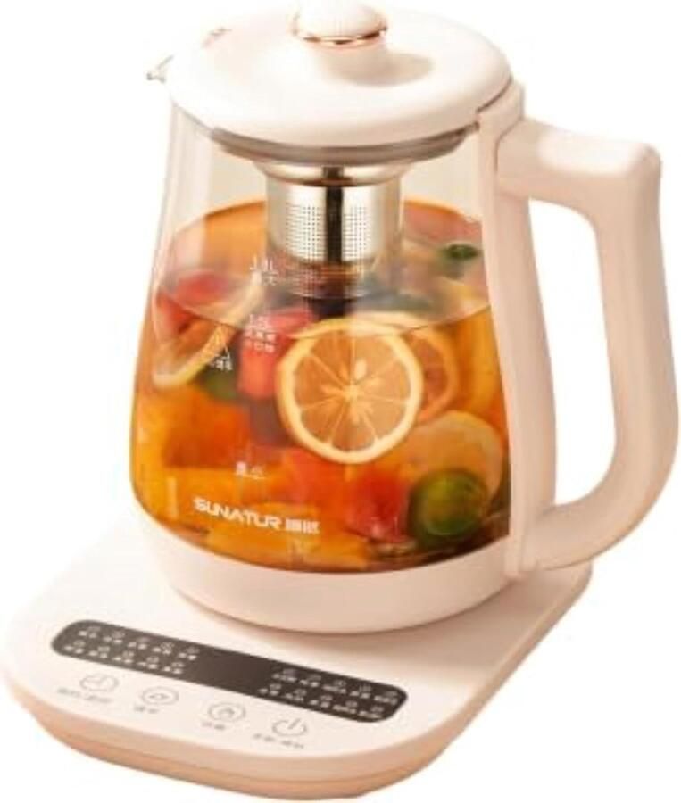 SnelShoppen Multifunctionele Elektrische Waterkoker 1800 ml Roestvrijstaal 316 Touch Control Beige Voor Thee Soepen en Infusies