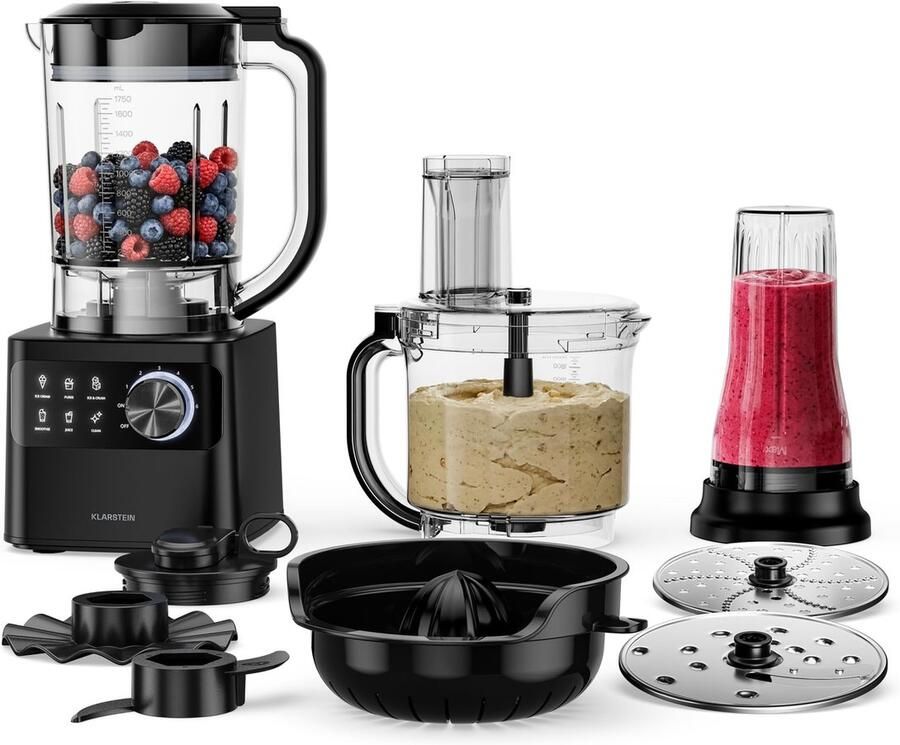 SnelShoppen Multifunctionele Keukenmachine met Mixer 1200 W 2L Kom 1 75L Mixer 6 Programma's Sapcentrifuge en Vleesmolen Keukenapparaat voor
