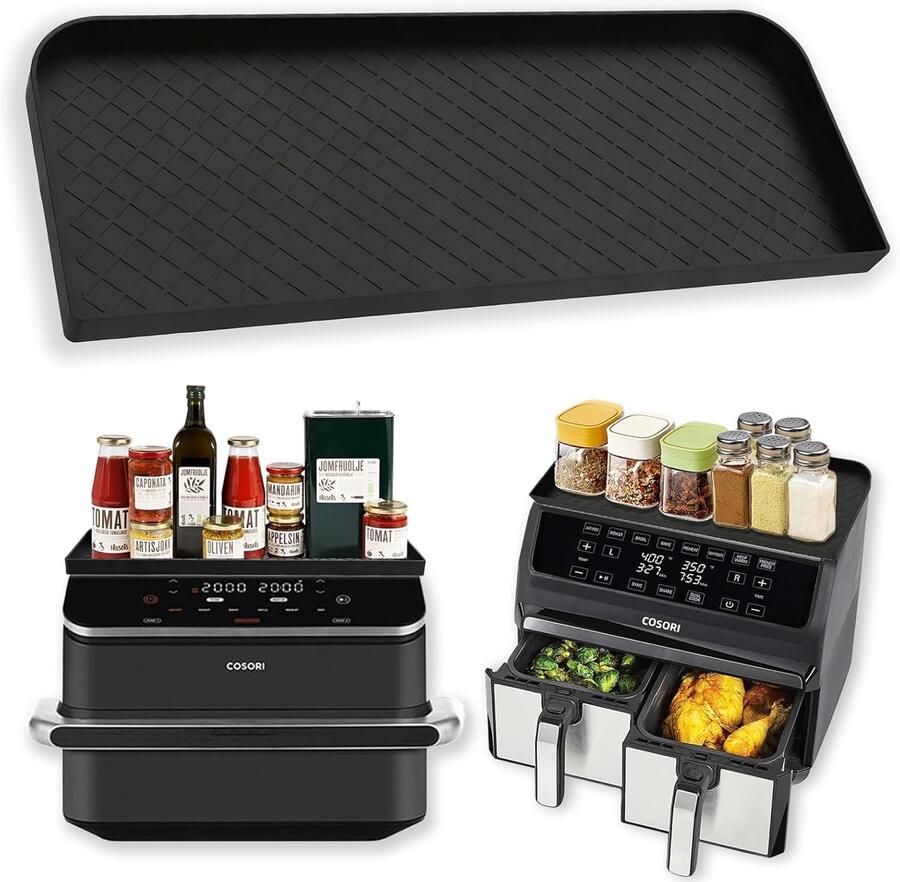 SnelShoppen Multifunctionele Siliconen Onderlegger voor Airfryer 10L en 8.5L Hittebestendig Opbergrek voor Specerijen en Keukengerei 41x15 cm