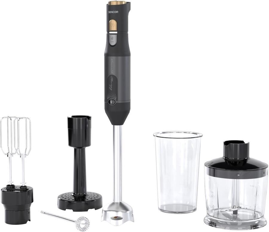 SnelShoppen Multifunctionele Staafmixer 6-in-1 Krachtige 1200 W Met Dubbele Garde Hakmolen Schuimer Aardappelstamper Titanium QuadBlade Messen