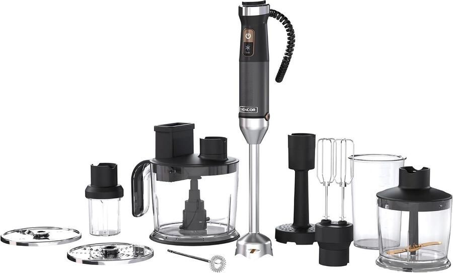 SnelShoppen Multifunctionele Ultra-Power Hand Blender 10 in 1 1500W QuadBlade Technologie Titanium Stepless Snelheidsregeling Ergonomische Hand