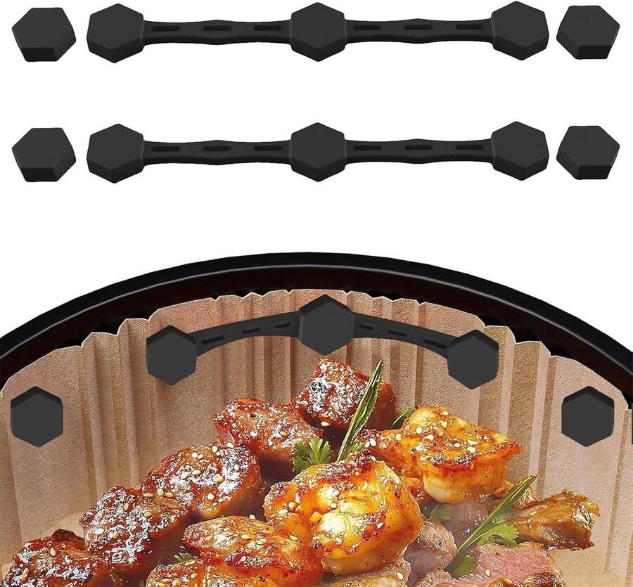 SnelShoppen Ninja Airfryer Accessoires Siliconen Clips voor Bakpapier 2 Stuks Zwart Kookaccessoires voor Airfryer Keuken Essentials