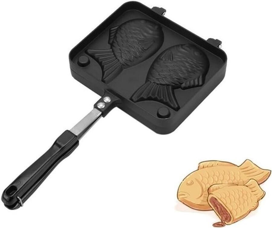 SnelShoppen Non-stick Wafel Cake Maker met 2-Zijdige Visvorm Aluminium Alloy Snelle Verwarming Eenvoudig Schoonmaken Perfect voor Feesten Kinde