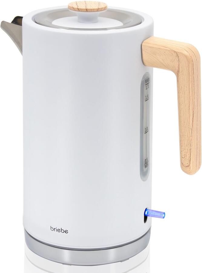 SnelShoppen Nordic Elektrische Waterkoker 1 7 L Draadloos 2200 W Snel Koken BPA-vrij 360° Basis Strix-controller Automatische Uitschakeling Houten H