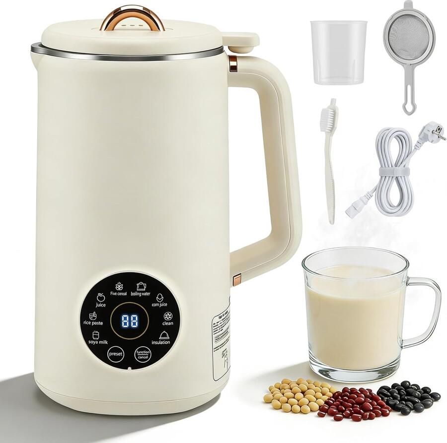 SnelShoppen Nut Milking Machine 1000 ml 8-in-1 Plantaardige Melk Machine Automatische Warmhoudfunctie en Zelfreinigend Multifunctionele Oat Mi