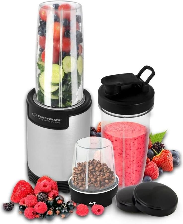 SnelShoppen Nutri Blender Personal Blender 900W Silver 9in1 Keukenmachine voor Smoothies Soepen Sappen IJs en Kinderen Ideaal voor Feest