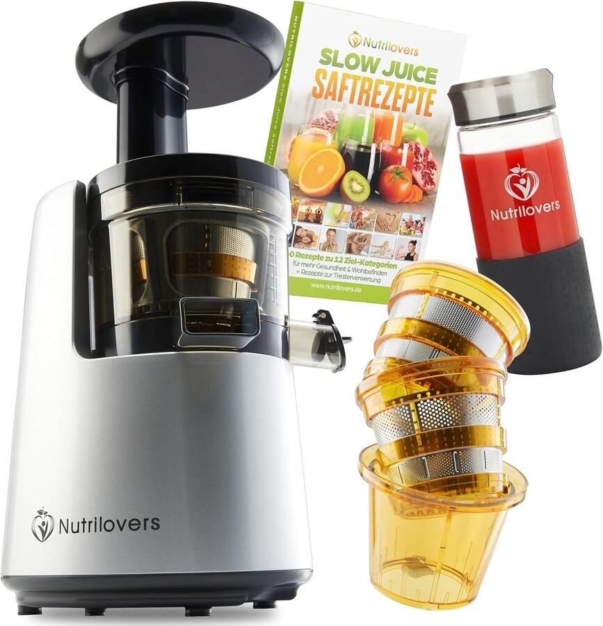 SnelShoppen NUTRI-PRESS NO.1 Slowjuicer met 3 Zeefjes Stille Sapcentrifuge voor Sap Smoothies en Fruitijs 100% BPA-vrij Ideaal voor Groenten