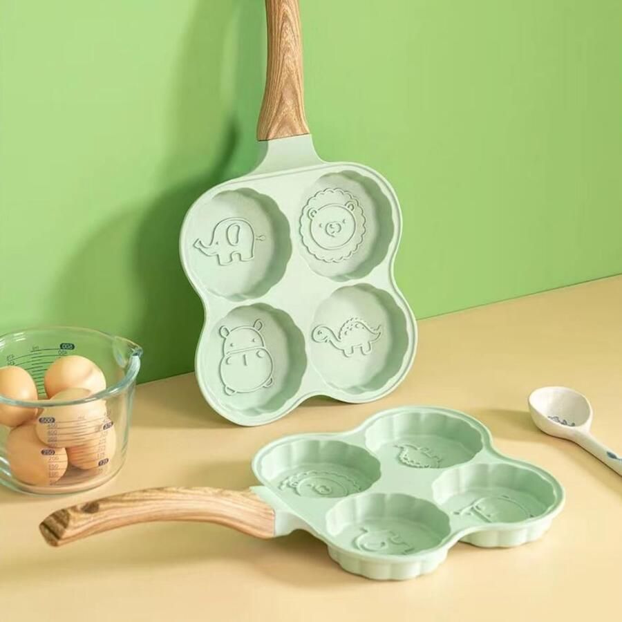 SnelShoppen Omeletpan met 4 cups anti-aanbak aluminium omeletpan veelzijdige ontbijtpan voor eieren en pannenkoeken geschikt voor alle kookplaten