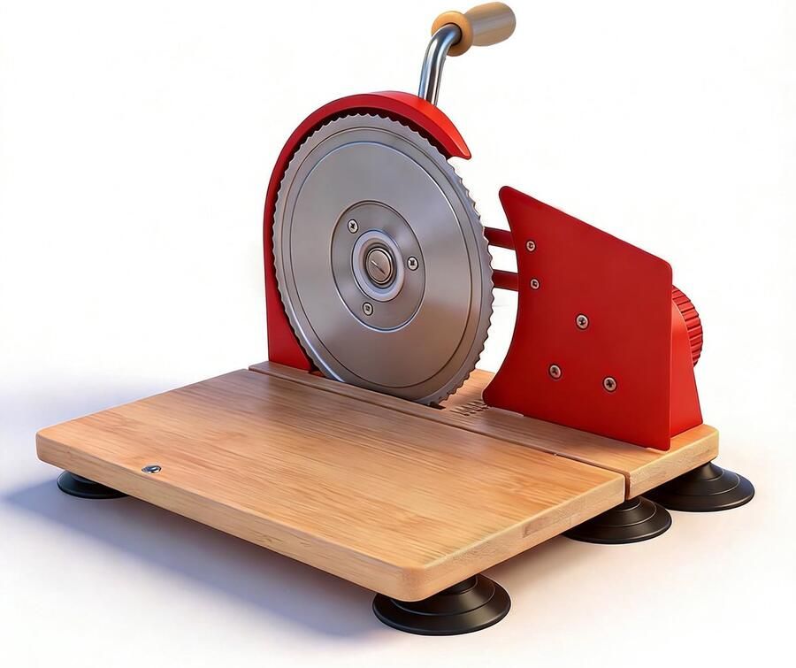 SnelShoppen OPPWONG Broodsnijmachine Verstelbare Dikte Roestvrij Staal Houten Zuurdesembroodsnijder met Ergonomisch Handvat Broodsnijder voor Ze
