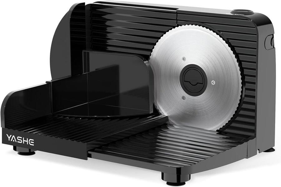 SnelShoppen Opvouwbare elektrische allessnijder 180 W Broodsnijmachine met instelbare dikte 0-15 mm 17 cm roestvrijstalen lemmet compact zwart
