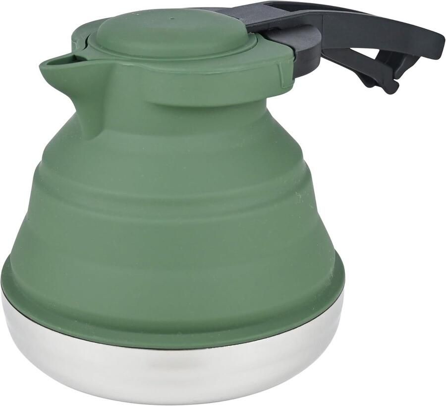 SnelShoppen Opvouwbare silicone waterkoker 1 2 liter Groene kleur Lichtgewicht en duurzame materialen Ideaal voor camping fietsen en reizen
