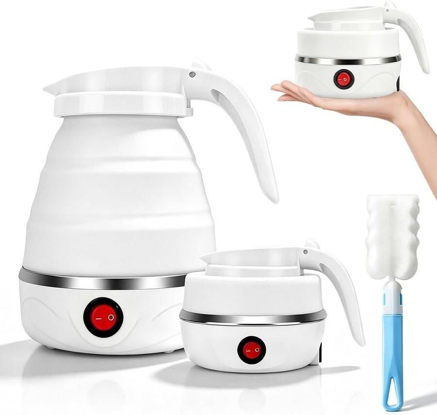SnelShoppen Opvouwbare Waterkoker 0 6L Siliconen Draagbaar 600W Mini Camping Waterketel met Roestvrijstalen Bodem Snel Koken voor Keuken Reizen e