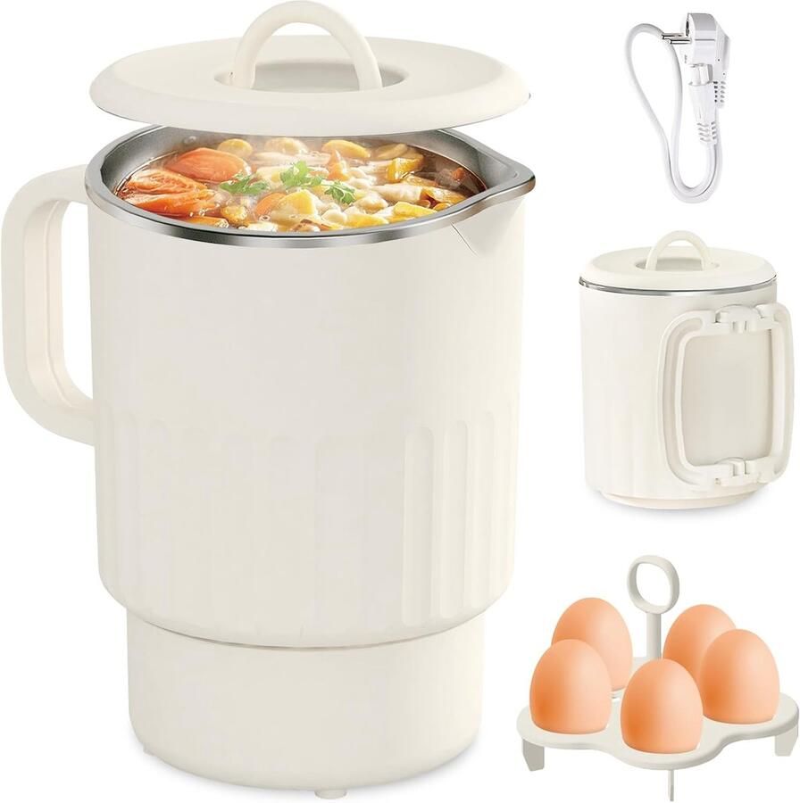 SnelShoppen Opvouwbare Waterkoker 1 Liter BPA-vrij Roestvrij Staal 600W Draagbare Elektrische Waterkoker voor Camping Reizen en Buiten Gebrui