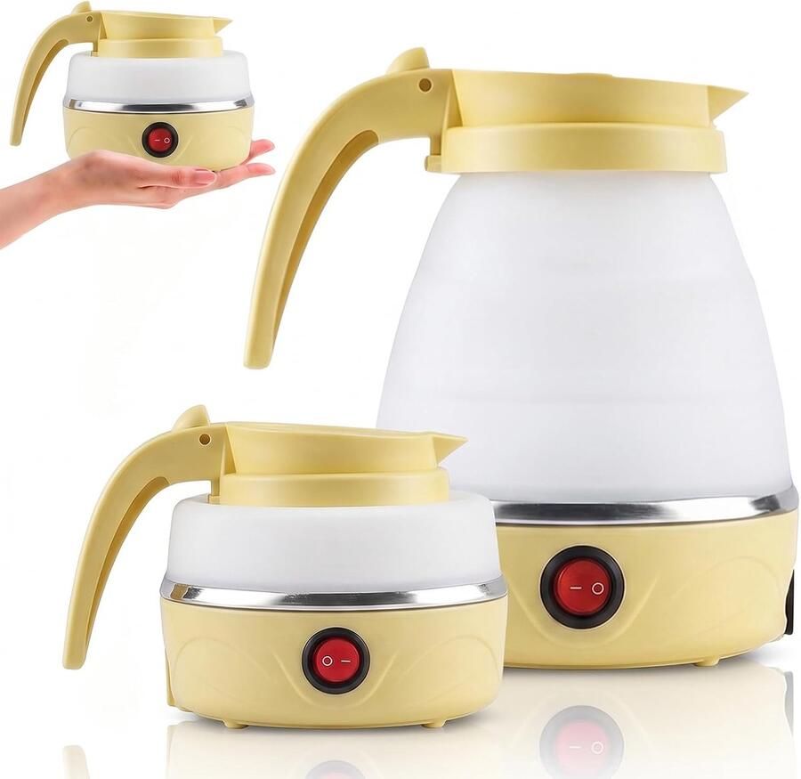 Waterkoker 600 ml waterkoker opvouwbaar camping waterkoker draagbare mini-waterkoker reiswaterkoker kleine siliconen waterketel voor outdoor wandelen survival (geel)