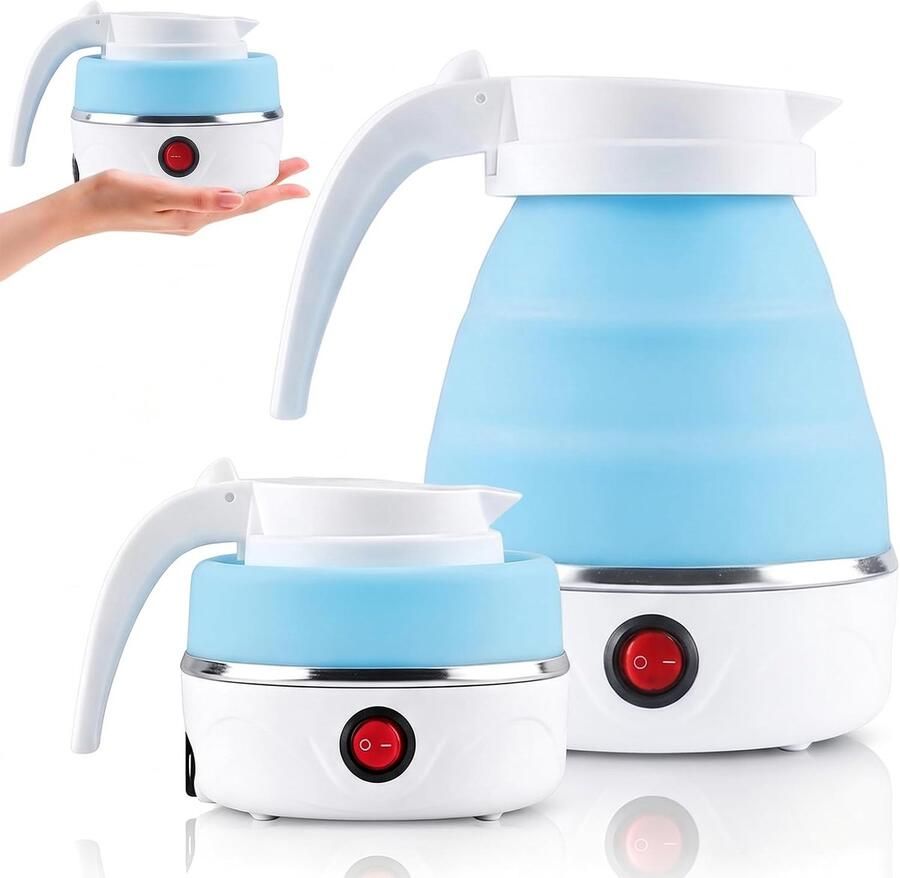 Waterkoker 600 ml waterkoker opvouwbaar camping waterkoker draagbare mini-waterkoker reiswaterkoker kleine siliconen waterkoker voor outdoor wandelen survival (blauw)