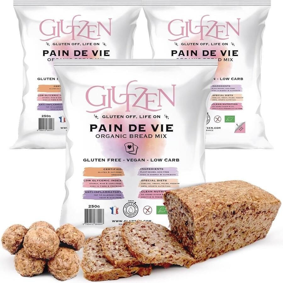 SnelShoppen Organische glutenvrije broodbakmix GLUTZEN Zonder broodbakmachine Keto laag GI zetmeelvrij gistvrij coeliakie vegan allergenen
