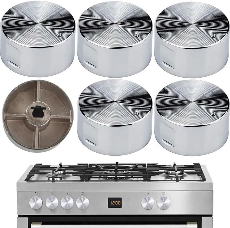 SnelShoppen Oven Knoppen Set 6 mm Universele Adapter voor Gasfornuizen en Kookplaten Stijlvol en Praktisch voor de Keuken Kleur Zilver Hoogwaa